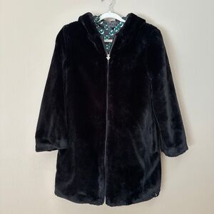 GUESS Women Black Faux Fur Coat Jacket